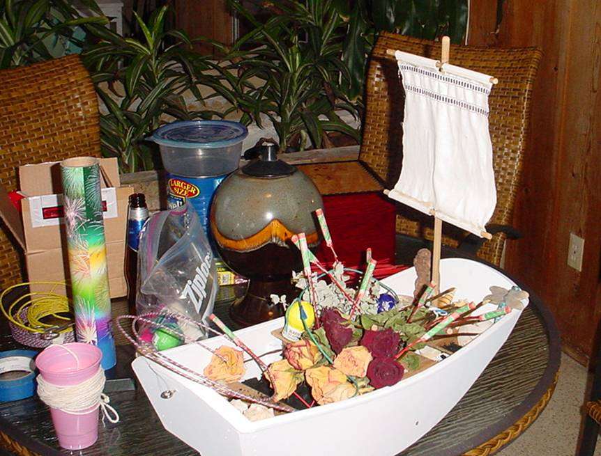 Fireworks on the first SeaCase Urn dinghy fireworks and ash scattering